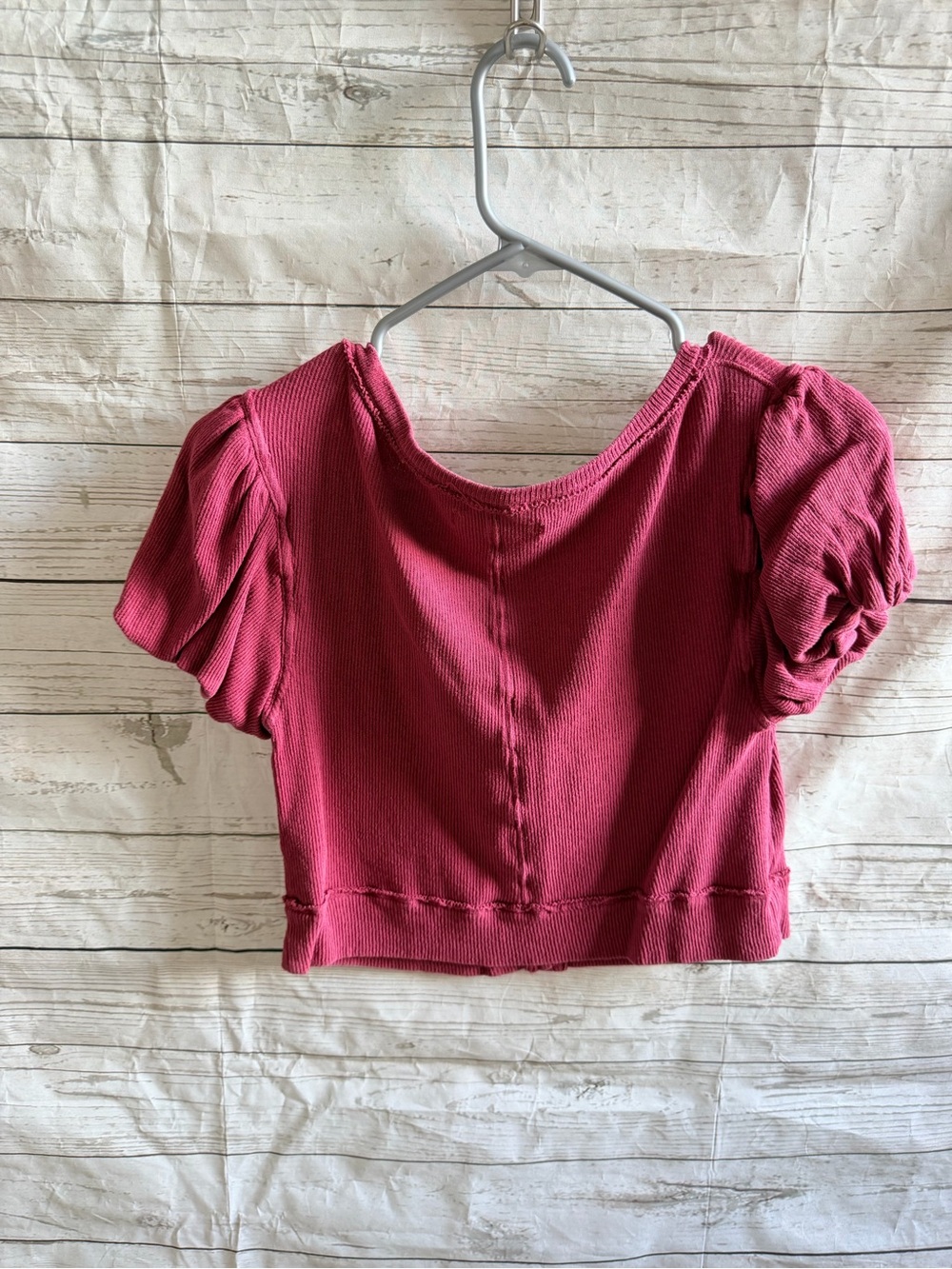 We The Free Raspberry Pink Cropped Button-Front Top - Picture 3 of 3